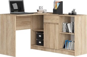 Biurko narożne AKORD B17 Dąb Sonoma 120 cm Zestaw z komodą 1 drzwi 1 szuflada kolor Dąb Sonoma mat 6 półek 120x126x79 cm