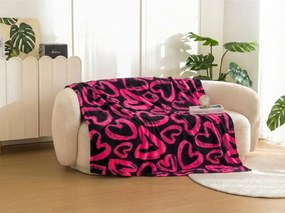 Mikropluszowy koc AMORYS, różowy Rozmiar: 200 x 220 cm