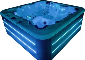 JACUZZI OGRODOWE PREMIUM WANNA  SPA 5-OSOBOWA WHITE OBUDOWA BROWN LED 230x230 CM
