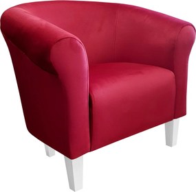 Fotel Milo tkanina Welur wygodny fotel tapicerowany do salonu i sypialni : Kolor nogi - Biała, Kolor tkaniny - VELVET - MG31, Wysokość nogi - 15 cm