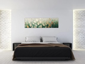 Obraz - Złoto-zielone liście (170x50 cm)