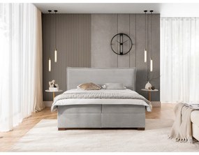 Jasnoszare łóżko kontynentalne ze schowkiem 140x200 cm Lysa – Ropez