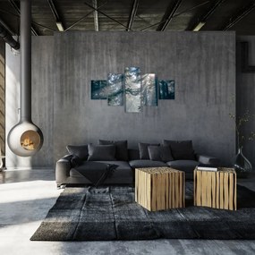 Obraz drzew, przez które prześwieca słońce (125x70 cm)