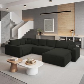 Masseno Narożnik VELAMI z funkcją spania i pojemnikiem na pościel Narozniki U, Rozkładana sofa - Czarny, MONOLITH 95