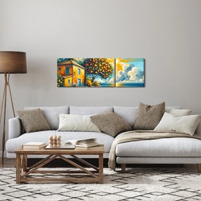 Obraz - Dom z pomarańczami I. (z zegarem) (90x30 cm)