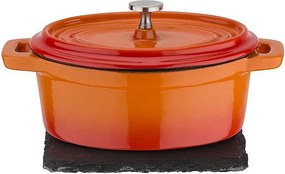 Mini Cocotte GSW z Masywnej Stalowej Żeliwa Pomarańczowa, Kompatybilna z Indukcją, Pokrywka Design i Podstawka z Łupka