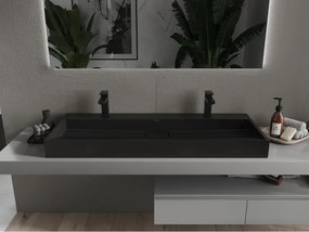 Mexen Ava umywalka nablatowa z konglomeratu 2/O 120 x 46 cm, czarna - 23011272