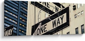 Obraz - New York ONE WAY (z zegarem) (90x30 cm)