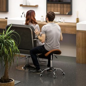 HOMCOM stołek obrotowy na kółkach, regulacja 49-61 cm, siodłowy do biura, salonu, masażu i SPA, brązowy | Aosom PL