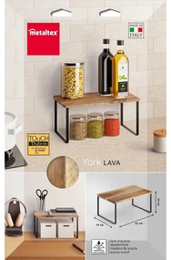Drewniana dodatkowa półka w czarno-naturalnym kolorze 32x19 cm York – Metaltex