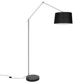 Nowoczesna lampa podłogowa stalowy lniany abażur czarny 45 cm - Editor Nowoczesny Oswietlenie wewnetrzne