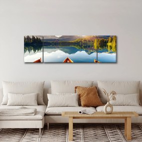 Obraz - Jezioro z łodziami (170x50 cm)