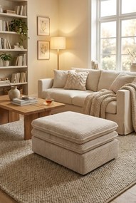 Beżowy kwadratowy puf sztruksowy S7-K01