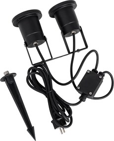 Oświetlenie ogrodowe czarne z kablem i wtyczką, 2-punktowe, IP65 - Basic