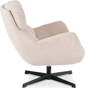 Fotel Wypoczynkowy Obrotowy REAL do Salonu Kremowy Nowoczesny