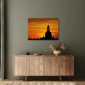 Obraz na szkle - kościół o zachodzie słońca (70x50 cm)