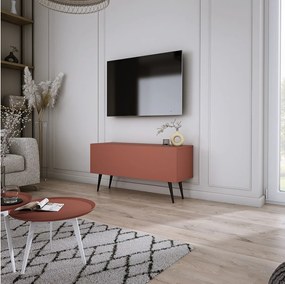 Szafka RTV: Ceglasty, 100 x 52 x 32 cm, nogi czarne