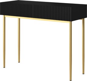 Toaletka Nicole 100 cm z szufladami - czarny mat / złote nóżki