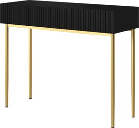 Toaletka Nicole 100 cm z szufladami - czarny mat / złote nóżki