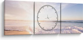 Obraz piaszczystej plaży (z zegarem) (90x30 cm)