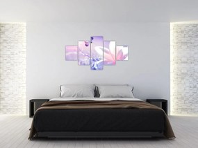 Obraz - Motyl lecący do kwiatu (125x70 cm)