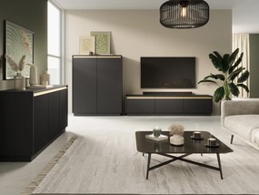 Dwudrzwiowa komoda ryflowana Royal K104, kolor czarny