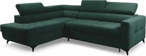 Narożnik Nardo L z funkcją spania lewostronny - zielony welur Bluvel 78