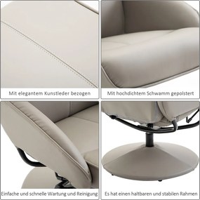 Homcom Relax Chair TV Krzesło Fotel 360° Obrotowy z podnóżkiem