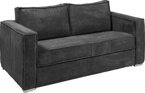 Kanapa 3-osobowa rozkładana typu express ze sztruksu antracytowa – Miejsce do spania 140 cm – Materac 22 cm z pamięcią kształtu – LORETO