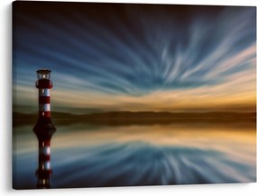 Obraz latarni morskiej na morzu (70x50 cm)