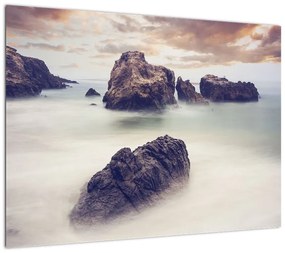 Obraz na szkle - klify we mgle (70x50 cm)