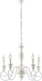 Żyrandol Cascina z drewna i lakierowanego na biało żelaza, shabby 5 świateł 115 Ø60 BL265-5-BCO