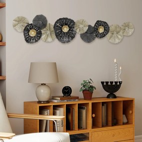 HOMCOM Obraz ścienny, ozdoba ścienna z metalową ramą, nowoczesny styl, Czarny+Złoto | Aosom PL