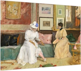 Obraz na szkle - William Merritt Chase, A Friendly Call, reprodukcje (70x50 cm)