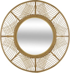 Lustro boho w bambusowej ramie INA, Ø 70 cm