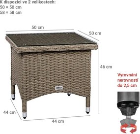 Stilista Stolik Polyratan, 50 x 50 cm, kremowy