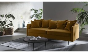 Miodowożółta aksamitna sofa Ghado Esme, 214 cm