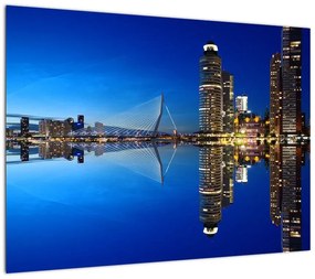 Obraz na szkle - Rotterdam nocą (70x50 cm)