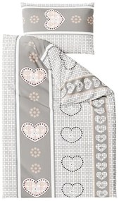 PrzytulneMieszkanie.pl PrzytulneMieszkanie.pl Krepa pościel HEART RETRO szara kieszeń hotelowa Rozmiar pościeli: 70 x 90 cm | 140 x 200 cm