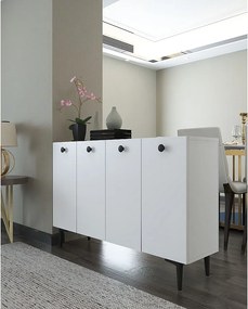 Komoda - 120 cm x 80 cm x 29,6 cm - Biała i czarna - Płyta wiórowa