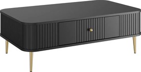 Stolik kawowy Vesper 103x60 cm z szufladą - czarny / złote nogi