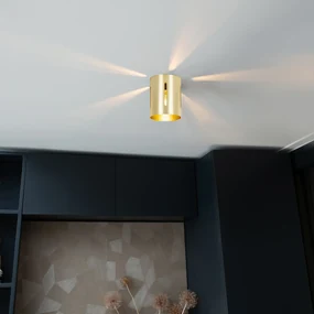 Designerska lampa sufitowa złota z efektem świetlnym - YanaDesignerski Oswietlenie wewnetrzne
