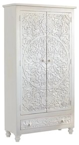 Kremowa szafa z litego drewna mango 180x40 cm Kalhana – Støraa