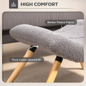 HOMCOM Nowoczesny podnóżek z tkaniny mikrofibrowej i drewnianymi nogami, tapicerowana, do salonu, sypialni, przedpokoju, Jasnoszary