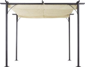 Pergola 3x3 Multifunkcyjna na Piknik 3x3m Przeciwsłoneczna Beżowa z Ruchomym Zadaszeniem Aosom PL