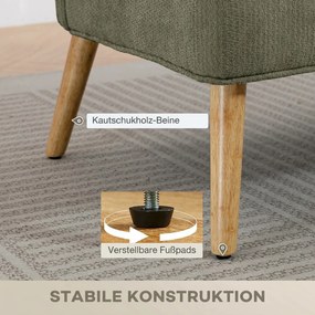 HOMCOM Sofa 2-osobowa, mała sofa z chenille z profilowanym oparciem, grubym siedziskiem, nogi z drewna kauczukowego, Ciemnogrün | Aosom PL