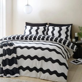 Czarno-biała pościel dwuosobowa 230x220 cm Waves – Sassy B