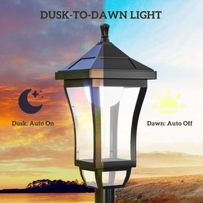 Outsunny Latarnia solarna ogrodowa 127 cm – zimne białe LED, czujnik zmierzchu, IP44