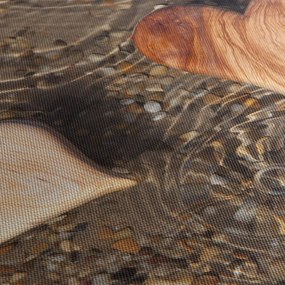 Obraz - Drewniane serca (z zegarem) (90x30 cm)