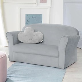 Jasnoszara aksamitna sofa dla dzieci 78 cm Lil Sofa – Roba